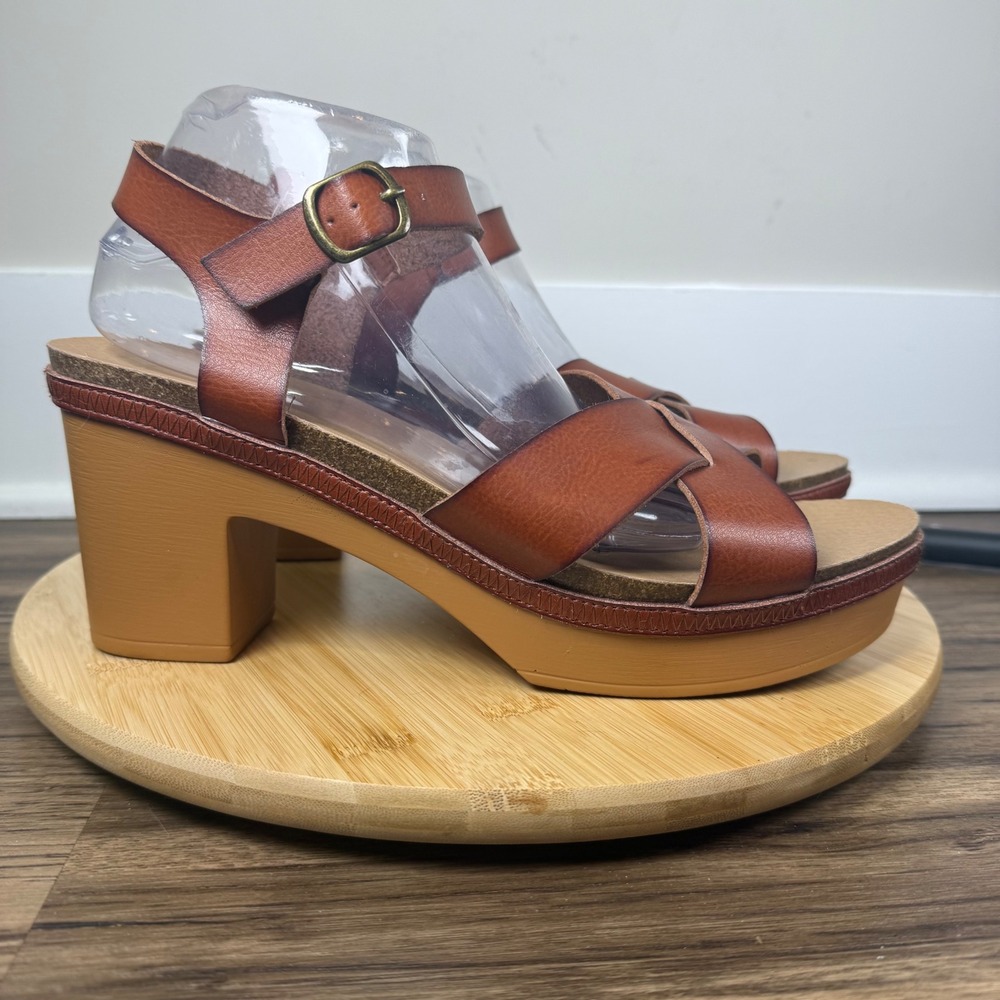 Comfort Plus Platform Sandals Womens 11 Brown Excellent Block Heel 70s Boho